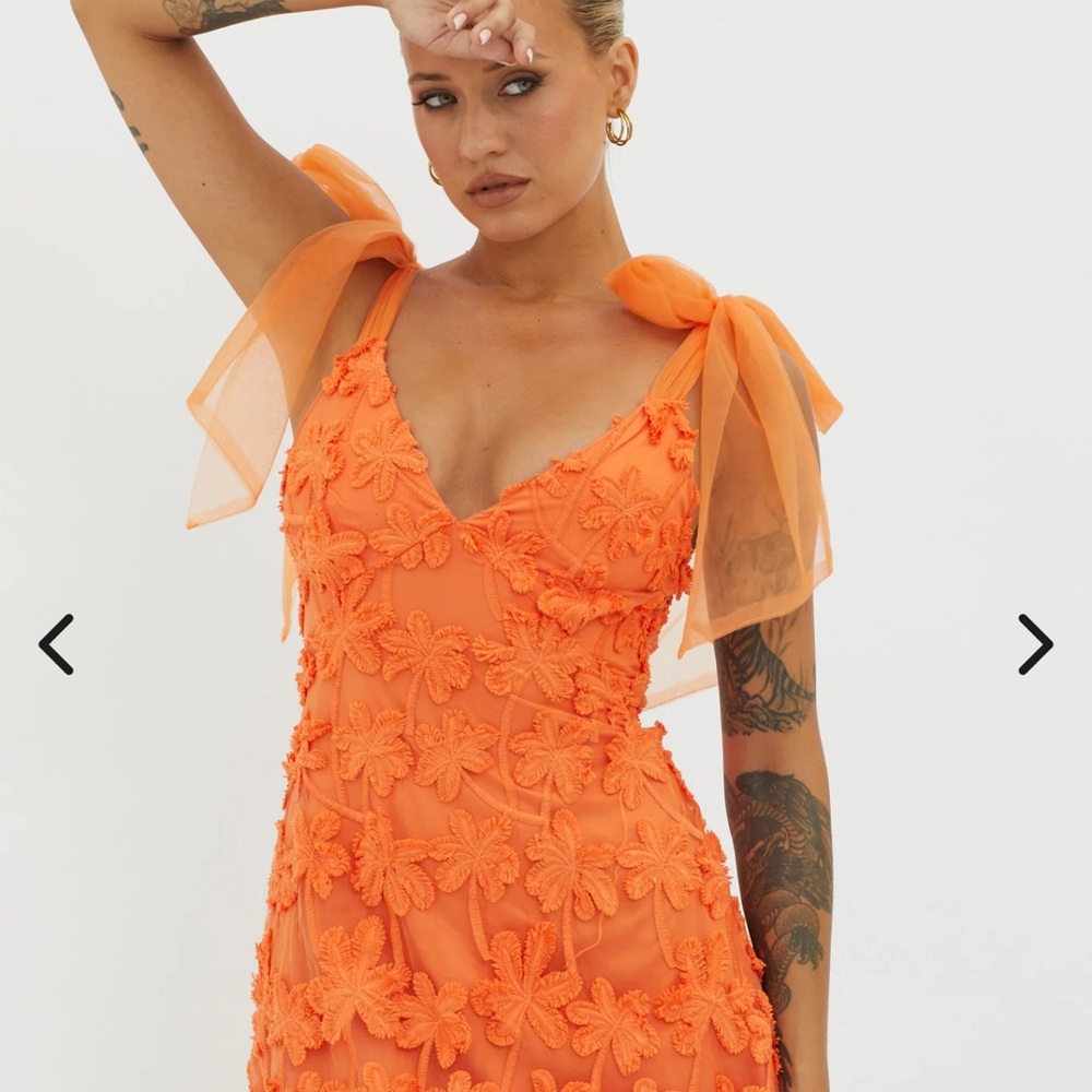 Selfie Leslie Orange Flutter Sleeve Mini Sundress